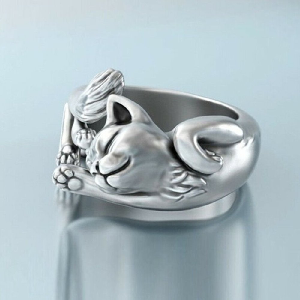Adorable 925 Silver Kitty Ring - Picture 2 of 3